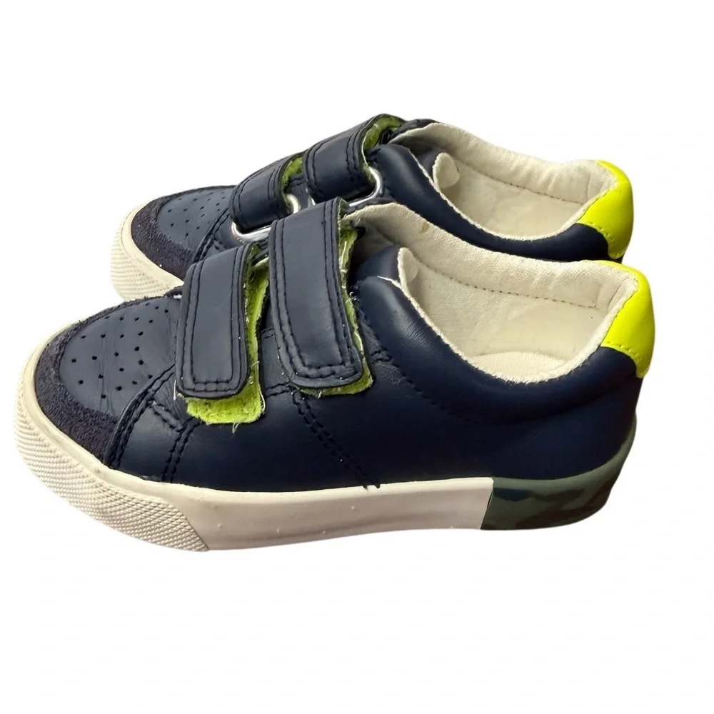 Mini Boden Kids Navy and Green Velcro Sneakers-Euro size 24 US size 7.5